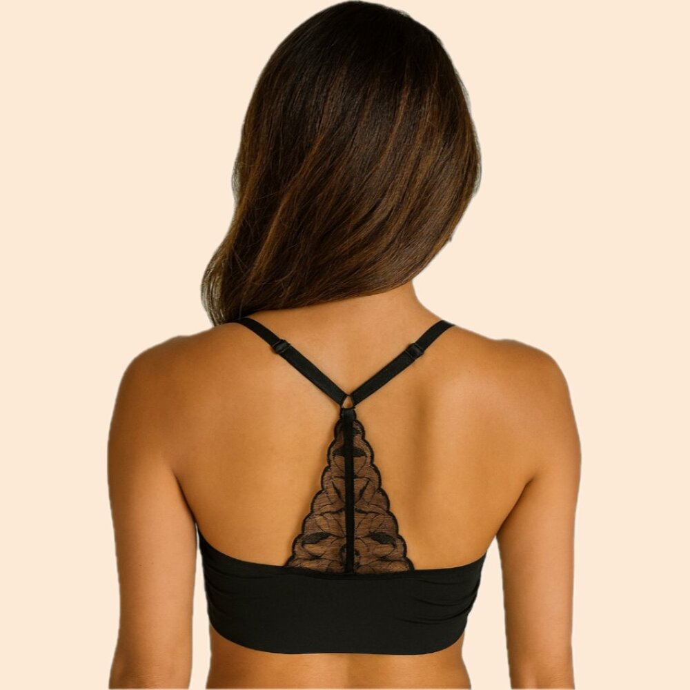 A335-B • Seamless Black Lace Racerback Bralette
